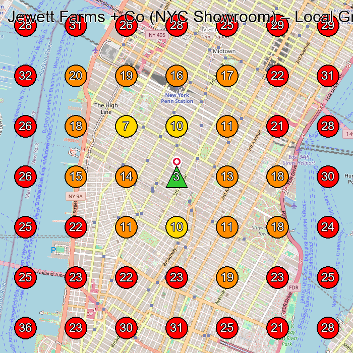 Jewett Farms + Co (NYC Showroom) GeoGrid visibility map for Cabinet Maker in 150 E 58th St 10 FL